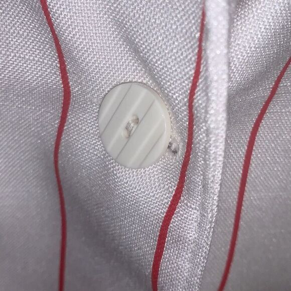 Vintage Tan Jay White Cherry Red Striped Blazer Jacket Women’s Size 18 - Picture 9 of 13